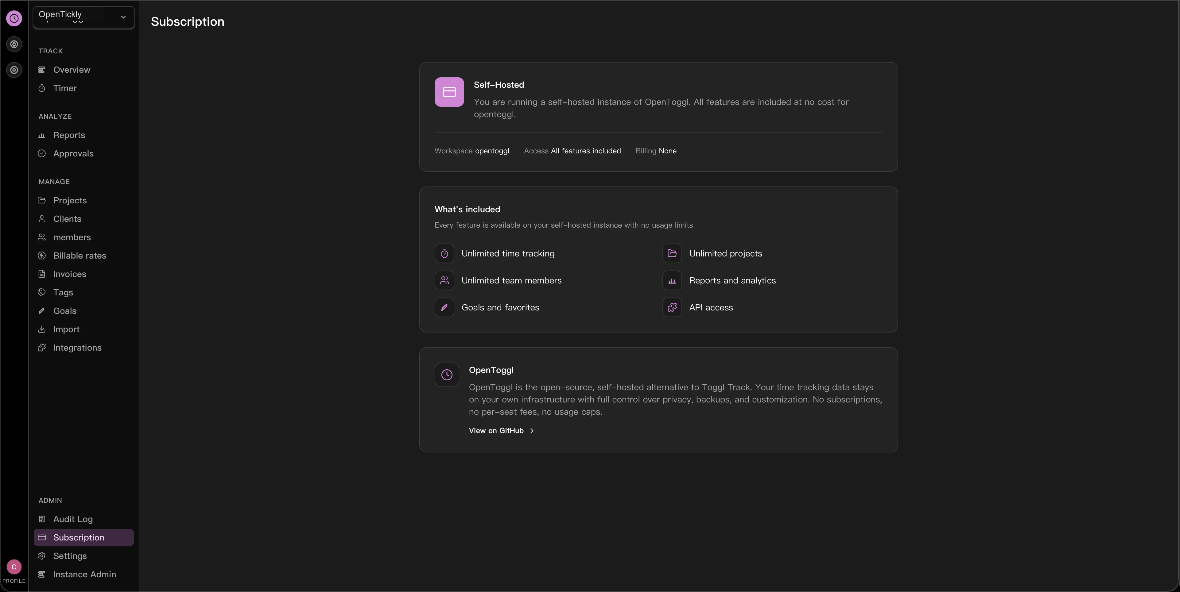 OpenTickly free and open source time tracking
